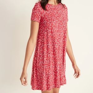 Old Navy XXL Red Floral Jersey Swing Dress